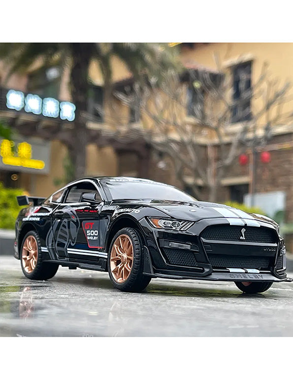 Mustang Shelby Cobra GT 500 Metal Model Diecast Car Scale 1:32 - Black (S) - Toyloft