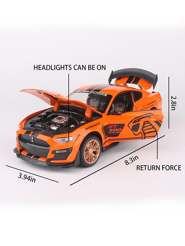 Mustang Shelby Cobra GT 500 Metal Model Diecast Car Scale 1:32 - Orange (S) - Toyloft