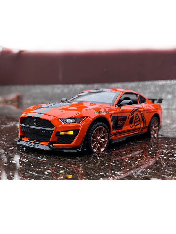 Mustang Shelby Cobra GT 500 Metal Model Diecast Car Scale 1:32 - Orange (S) - Toyloft