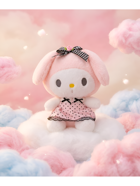 My Melody Plush Toy 10 Inch – Cute Kawaii Bunny Plush in Pink Polka Dot Dress ST15737.