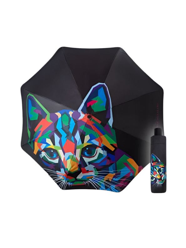 NeoPaw – 50cm Cat Print Umbrella with Neon Lightning Design | Cute & Stylish Umbrella for Kids and Cat Lovers NOV9931.