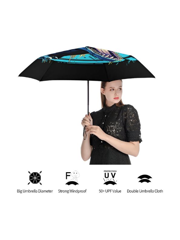 NeoRex – 50cm Dinosaur Print Umbrella with Neon Lightning Design | Fun & Colorful Kids Umbrella NOV9931.