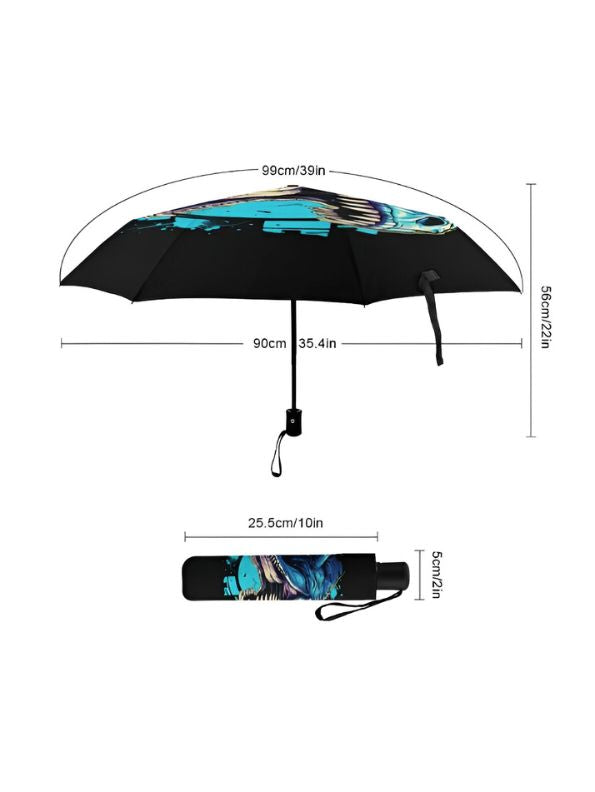 NeoRex – 50cm Dinosaur Print Umbrella with Neon Lightning Design | Fun & Colorful Kids Umbrella NOV9931.