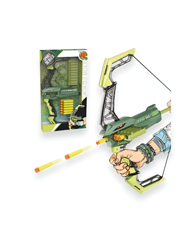 Nerf Toy Gun with Soft Bullets & Archer Bow with Arrow Toy Set – Kids Target Practice Foam Dart Shooting Game LMI14545.