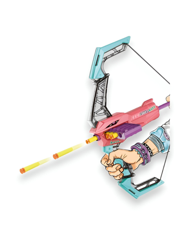 Pink - Nerf Toy Gun with Soft Bullets & Archer Bow with Arrow Toy Set – Kids Target Practice Foam Dart Shooting Game LMI14545.