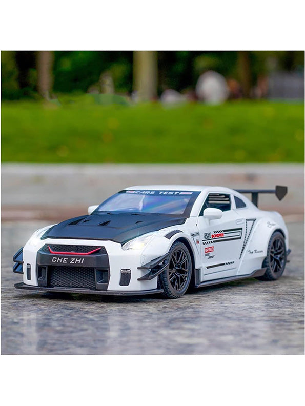 Nissan GTR R35 Racing Metal Model Diecast Car - White (L12-111) - Toyloft