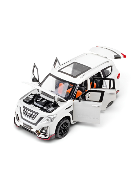 Nissan Patrol Diecast Alloy SUV Model - White 1:24 Scale Pull-Back Toy Car with Lights & Sound TV6228