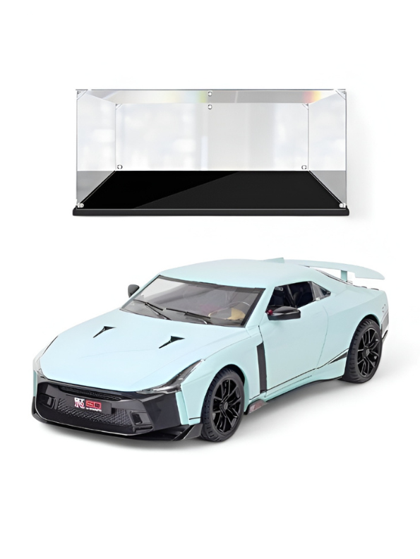Nissan GT-R50 by Italdesign 1:24 Scale Diecast Model Car - Acrylic Transparent Box Turquoise TV6739.