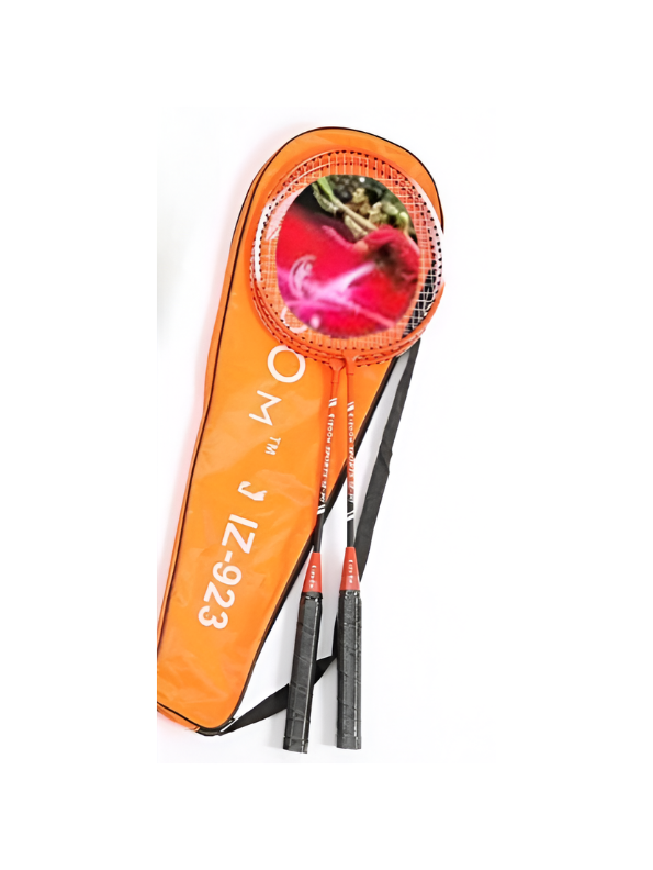 Orange 2-Piece Badminton Racket Set, High-Performance T-Joint Frame, Shock-Absorbing Comfort Handle, Includes Durable Racket Bag LMI1322