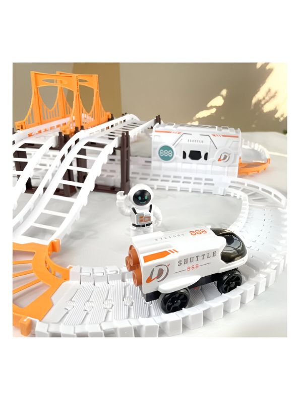 OuterSpace Track – 38-Piece DIY Slot Car Set for Kids | Space Railway Toy by Star Impex LMI12349.