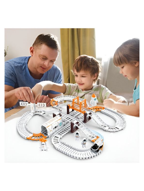 OuterSpace Track – 38-Piece DIY Slot Car Set for Kids | Space Railway Toy by Star Impex LMI12349.