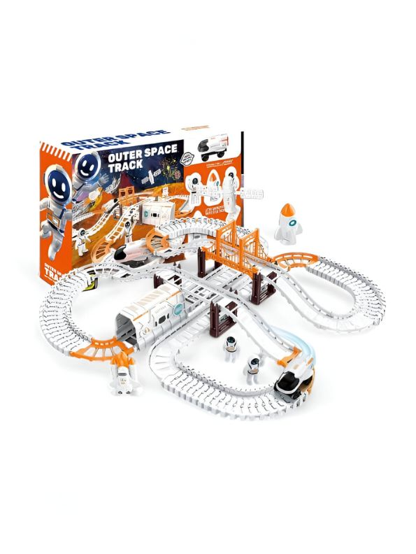 OuterSpace Track – 38-Piece DIY Slot Car Set for Kids | Space Railway Toy by Star Impex LMI12349.