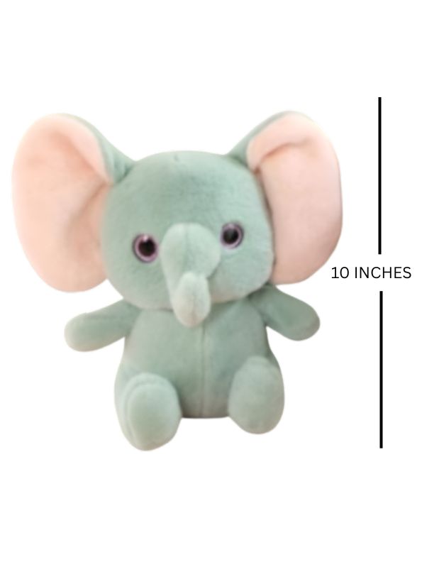 GREEN - TinyTusk - 10Inch Elephant Plush Toy | Soft Stuffed Animal Doll Big Ears & Long Nose for Kids -MS14451