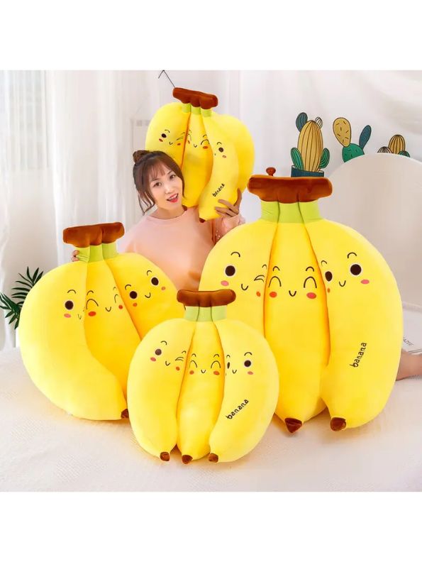 SoftNana Plush Cushion – Adorable Banana-Shaped Soft Cotton Pillow for Kids & Home Décor - MS14453