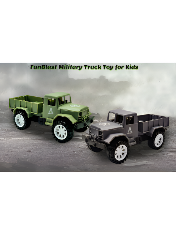 Pack of 2 Military Toy Trucks - Friction Powered Army Transport Vehicles with Big Wheels LMI9230.