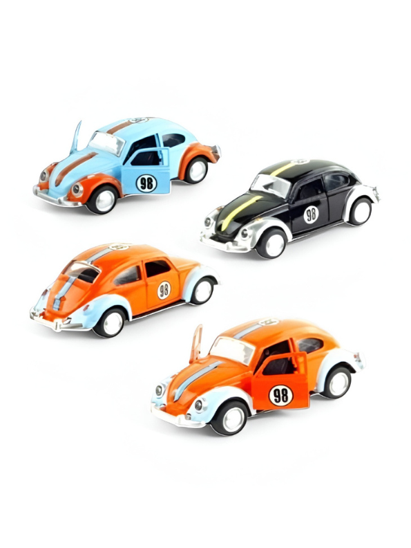 Pack of 4 Classic Beetle Toy Car – Pull-Back Racing Action with Openable Doors TV6298.