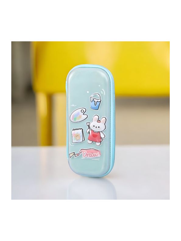 PaintiBun – Bunny Painting Theme Pouch for Kids | Single Chain Pencil Case | Colorful & Creative Stationery Bag NOV3759.