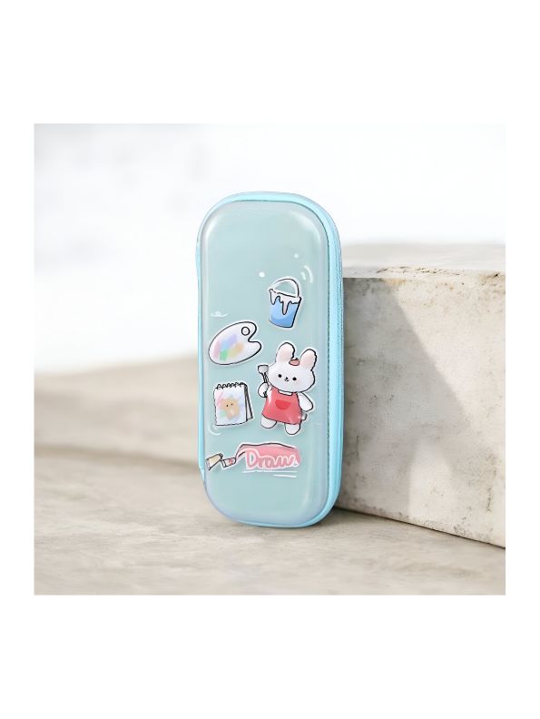 PaintiBun – Bunny Painting Theme Pouch for Kids | Single Chain Pencil Case | Colorful & Creative Stationery Bag NOV3759.