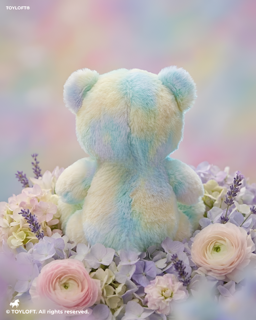 Pastel Tie-Dye Teddy Bear with Pink Bow Tie | 8" Soft Plush Toy ST11094