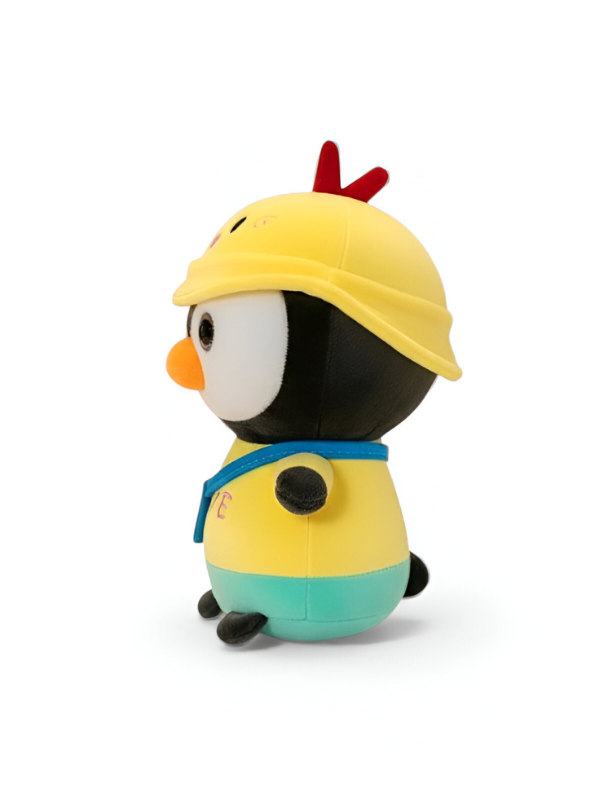 Penguin Plush Toy with Chick Hat & Outfit – Kawaii Stuffed Animal Doll with Blue Messenger Bag & Teal Pants ST9606.