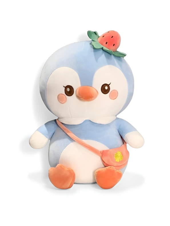 Penguin Plush Toy with Strawberry Hat – 30cm Kawaii Soft Fruit Penguin Stuffed Animal ST15860.