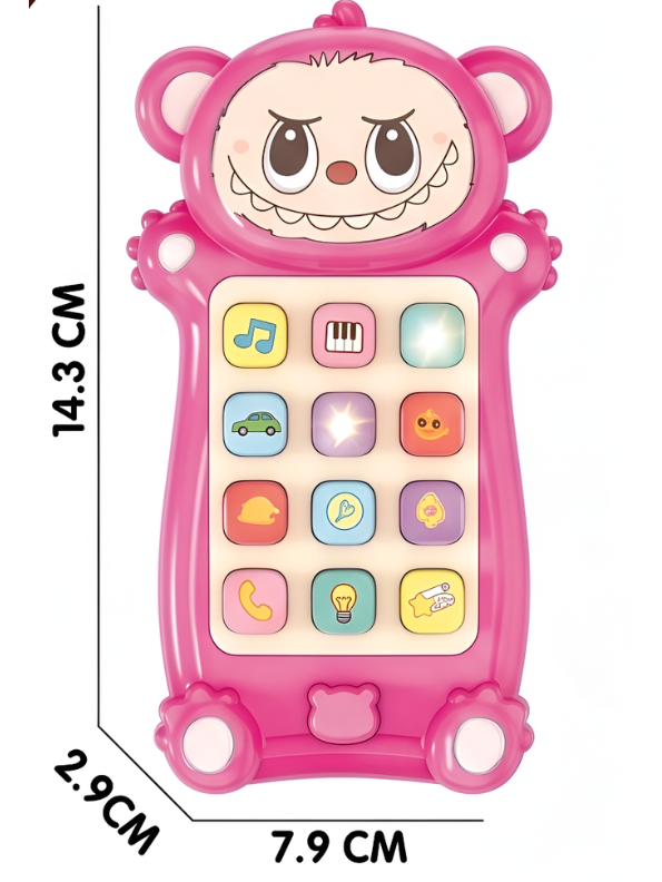 Interactive Toddler Toy Phone – Pink Cartoon Monster Musical Smartphone with 12 Sound Modes & Engaging LED Lights NX15508