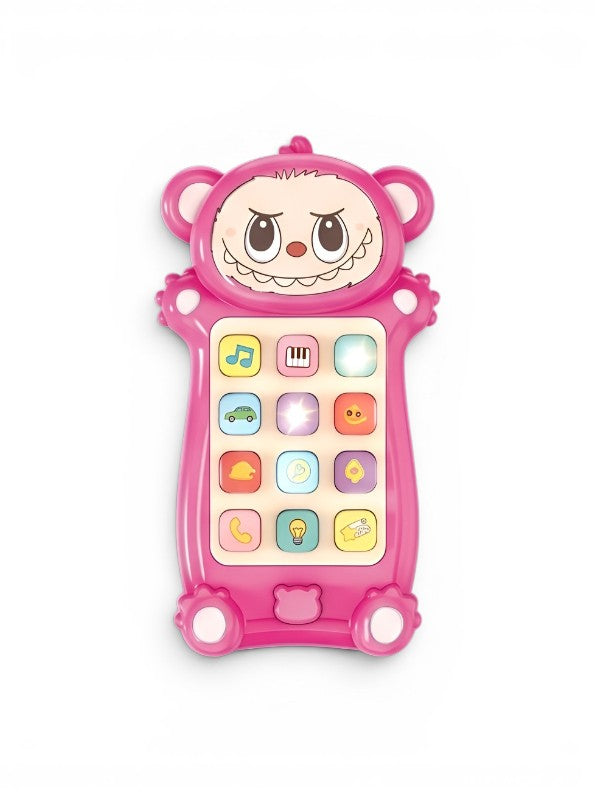 Interactive Toddler Toy Phone – Pink Cartoon Monster Musical Smartphone with 12 Sound Modes & Engaging LED Lights NX15508