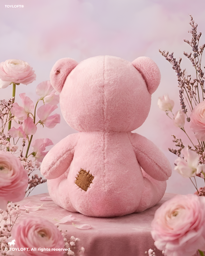 Pink Patchwork Teddy Bear Plush Toy – 7" Soft Stuffed Animal Soft Toy ST15028