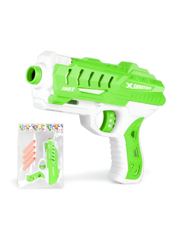 Pistol Shooting Soft Bullets – Safe Soft Bullet Toy Gun for Kids | Foam Dart Pistol with Easy Trigger Action Green LMI15184.