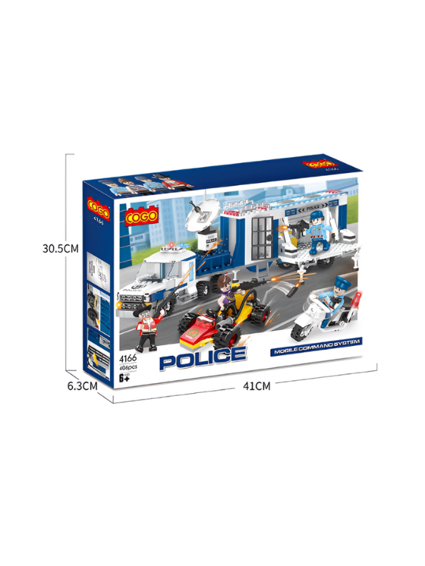 Police Command Center Building Blocks Set – Truck, Trailer, Motorcycle & 4 Mini Figures | Police Toy Construction Set for Kids TV5091.