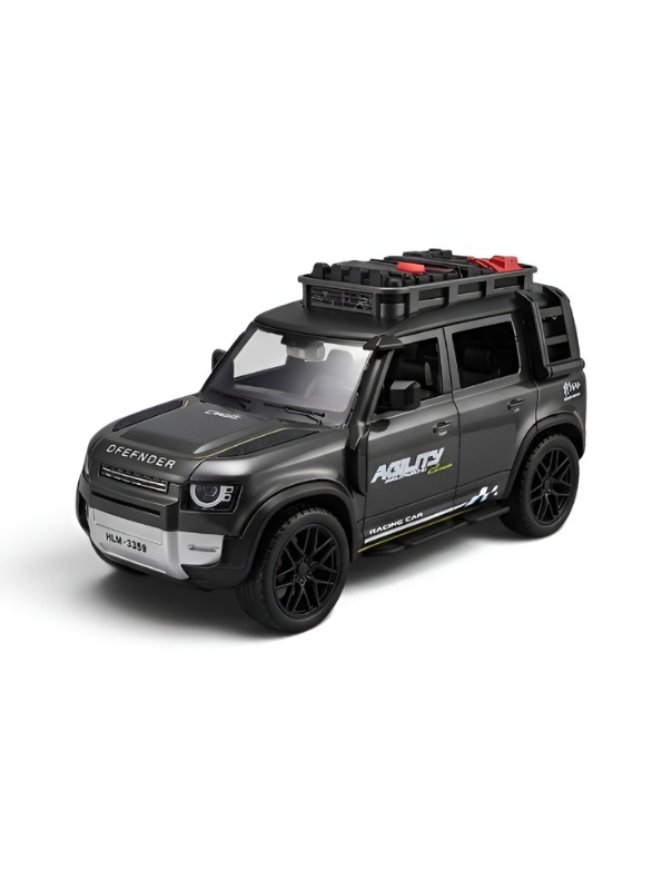 Diecast Land Rover Defender Toy Car - Police & Off-Road SUV Model with Roof Rack, Sound & Light Effects for Kids and Collectors NX15387