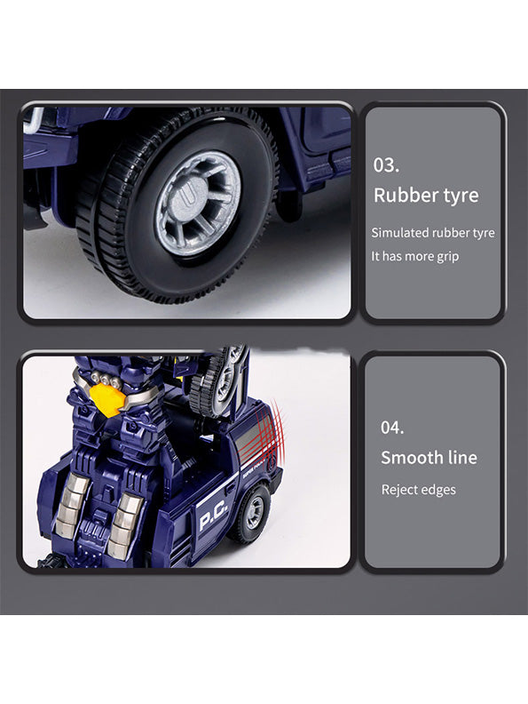 Police Transformer Car Toy For Kids With Music And 360 Rotation - Toyloft