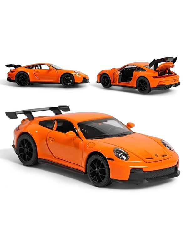 Orange - Porsche 911 GT3 Alloy Car Model – Supercar Toy with Pull Back Action for Kids & Collectors Scale 1:32.