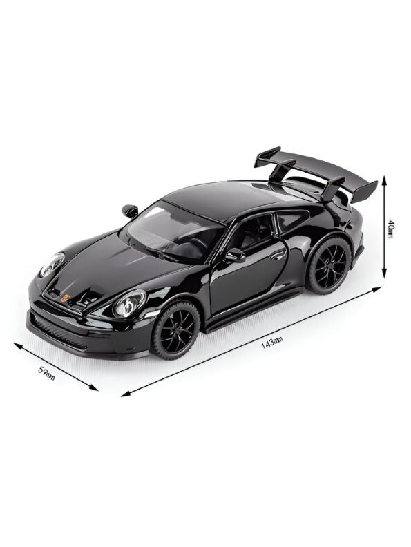 Black - Porsche 911 GT3 Alloy Car Model – Supercar Toy with Pull Back Action for Kids & Collectors Scale 1:32.