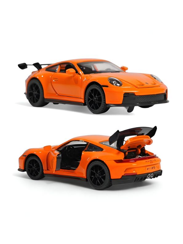 Orange - Porsche 911 GT3 Alloy Car Model – Supercar Toy with Pull Back Action for Kids & Collectors Scale 1:32.