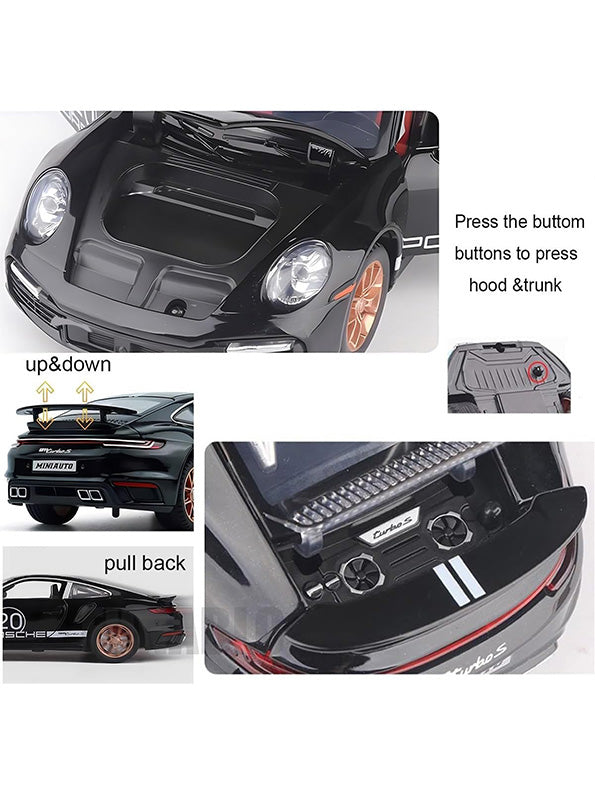 Black - Porsche 911 Turbo S Model Metal Diecast Scale 1:24 LMI13754.