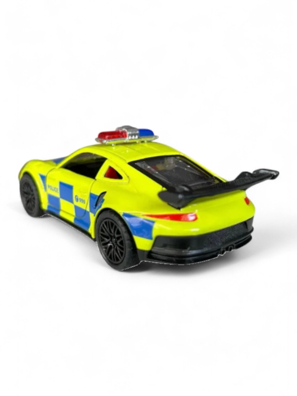 Green - Porsche 911 Police Diecast Car Toy – Opening Doors, Realistic Design, Durable Metal Model for Kids Scale 1:36 LMI15316.