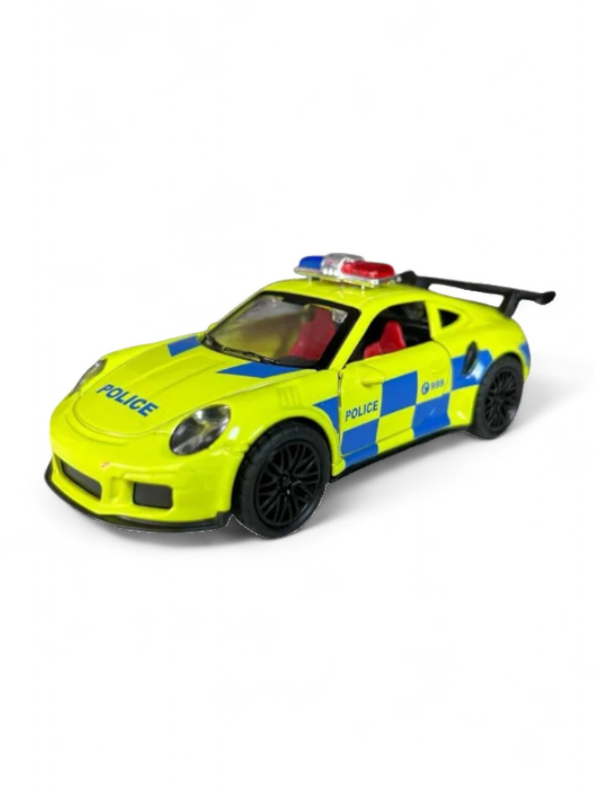 Green - Porsche 911 Police Diecast Car Toy – Opening Doors, Realistic Design, Durable Metal Model for Kids Scale 1:36 LMI15316.