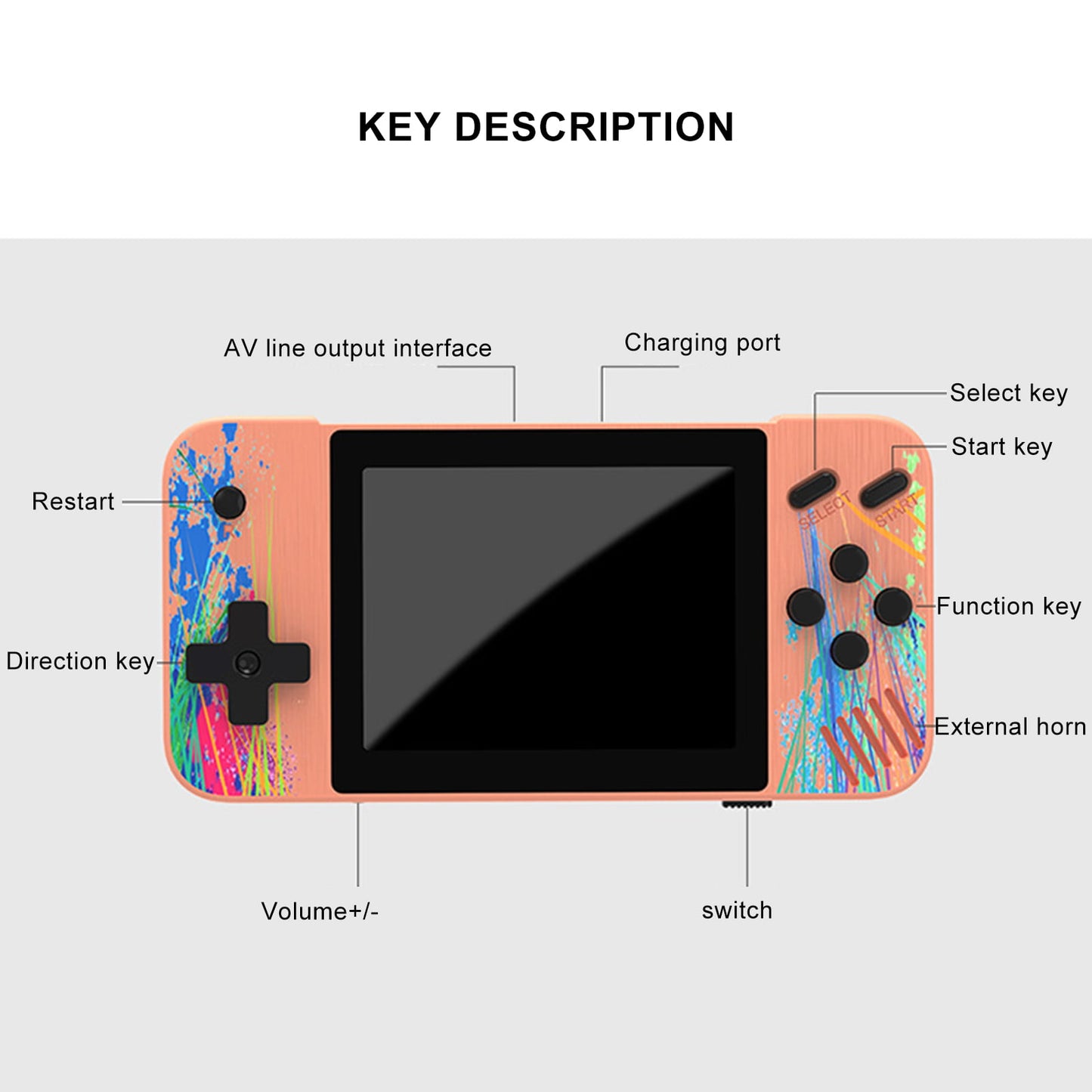 Toyloft G3 Game Console High Resolution Long Standby Time Ergonomic Nostalgic AV Output Handheld Gaming Player for Kids - Toyloft