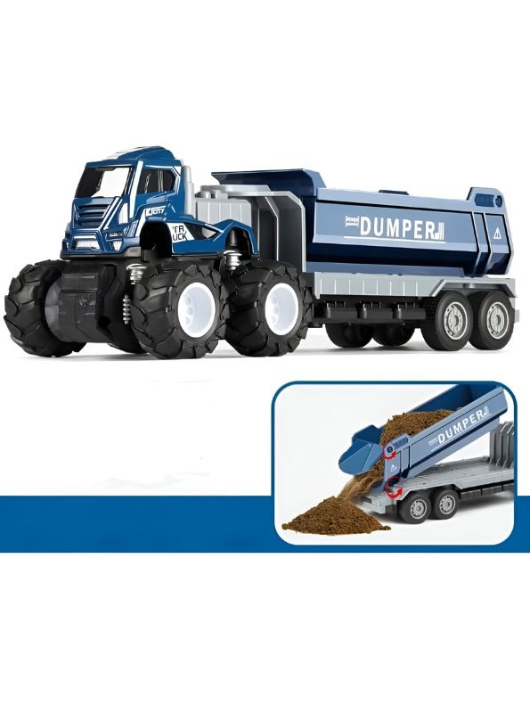 Blue - PowerDumper - Durable Pull Back Construction Vehicle Toy for Boys & Girls LMI12112.