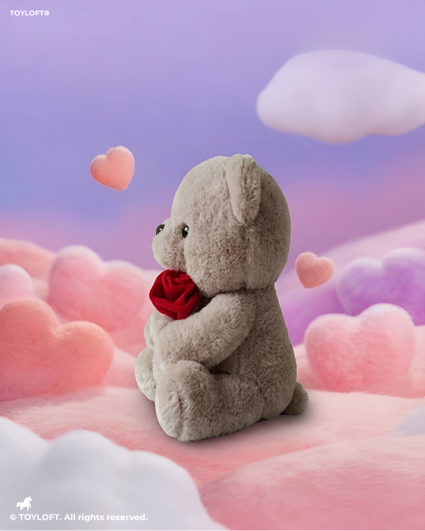 Premium Plush Brown Teddy Bear Holding Red Rose 8-Inch – Statement Piece Stuffed Gift ST16757