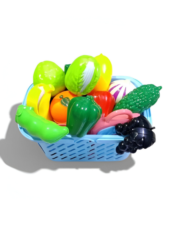 Pretend Play Food Cutting Toy Set with Basket for Kids | Kitchen Role-Play Set LMI9839.