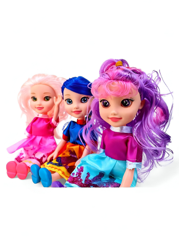 Princess Doll Set of 3 | 8-Inch Dolls for Kids | Barbie Inspired Pack of Three Girl Toys with Unique Outfits LMI13682.