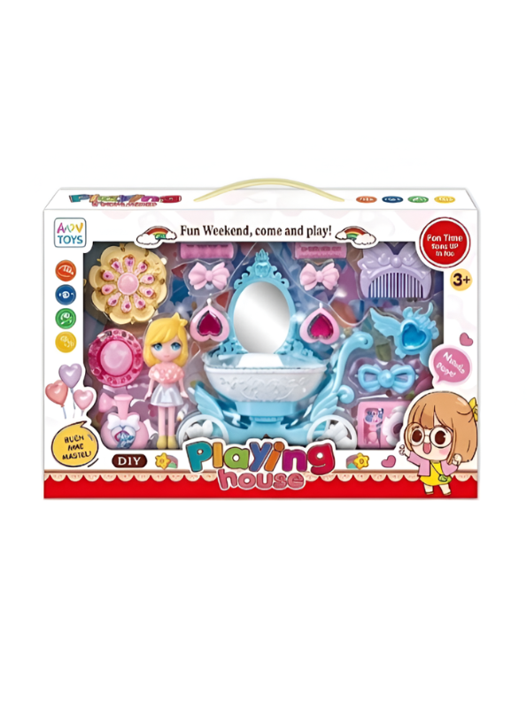 Princess Dressing Table & Carriage Vanity Set – Pretend Play Toy with Doll & Magic Accessories NX15619.