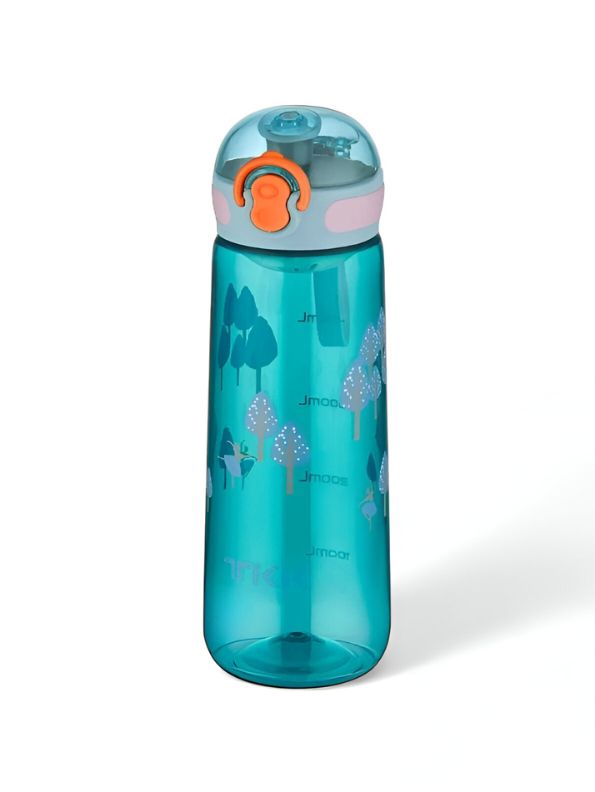 Turquoise - Printed Water Bottle for Kids – 550ml BPA-Free, Leak-Proof & Stylish Design for School & Outdoor Use NOV3311.