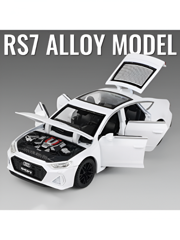AUDI RS7 Alloy Model Car 1:32 Scale - Diecast Collectible with Silver Chrome Finish TV5430