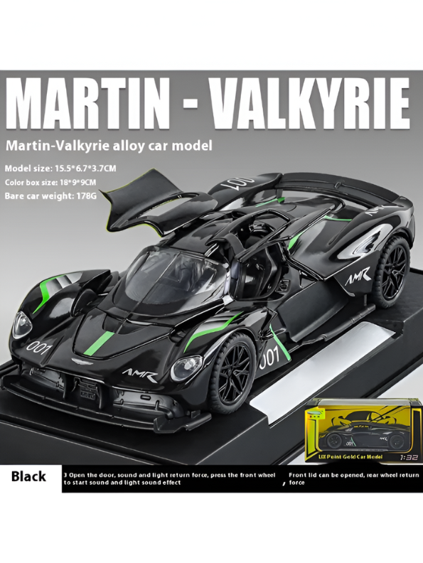 Black - Aston Martin Valkyrie AMR Pro Diecast Car - 1:32 Scale Collector Model TV5693