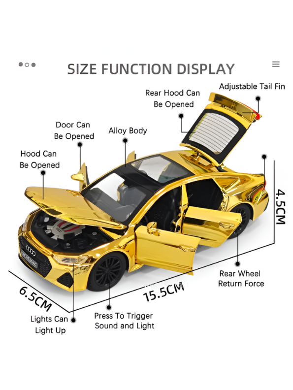 AUDI RS7 Alloy Model Car 1:32 Scale - Diecast Collectible with Luxury Gold Chrome Finish TV5430