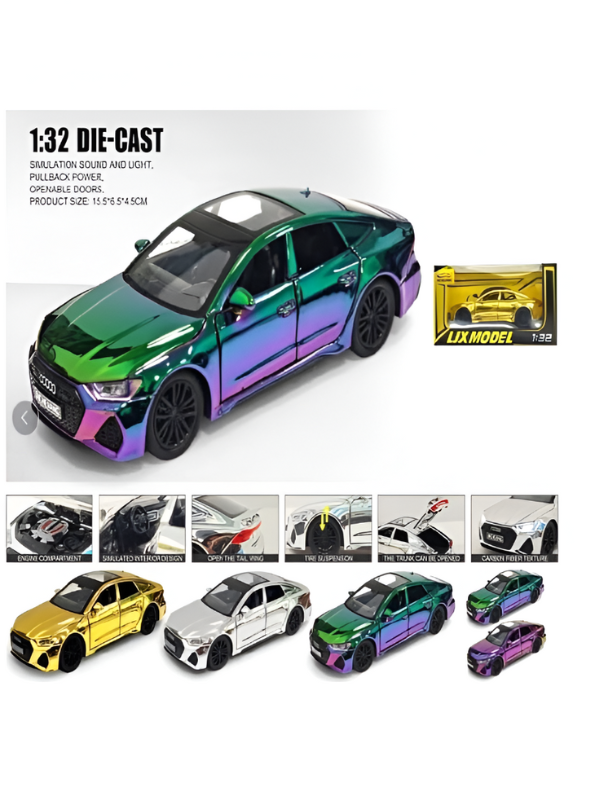 AUDI RS7 Alloy Model Car 1:32 Scale - Diecast Collectible with Iridescent/Chameleon Chrome Finish TV5430