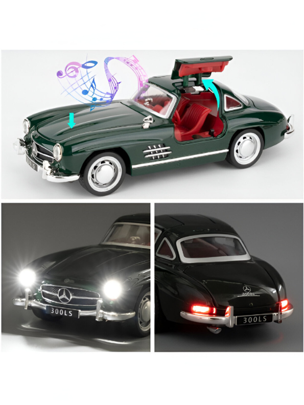 Green - Mercedes Benz 300 SL Gullwing Metal Diecast Car Scale 1:24